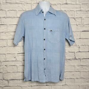 RS Island Inspired Resortwear Shirt Mens XL Linen Blend Short Sleeve Button Down